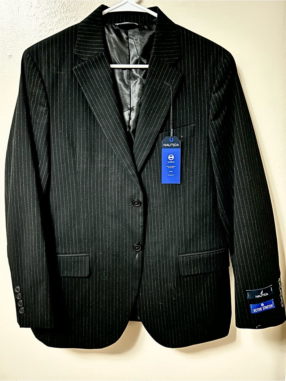 Nautica Gaff Men's Black Pinstripe Blazer